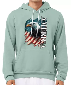 American Eagle Sponge Fleece Hoodie – America Hoodie – USA Flag Hooded Sweatshirt