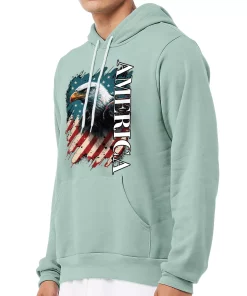 American Eagle Sponge Fleece Hoodie – America Hoodie – USA Flag Hooded Sweatshirt