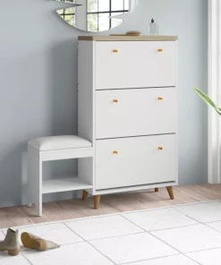 3-Drawer Flip Shoe Cabinet with Bench