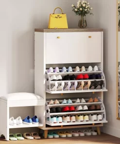 3-Drawer Flip Shoe Cabinet with Bench