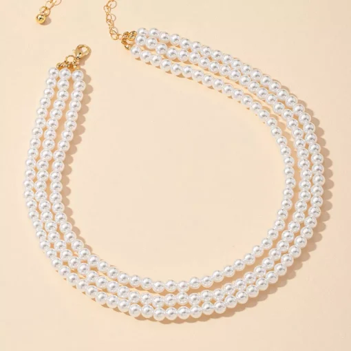 Multilayered Pearl Necklace - Image 3