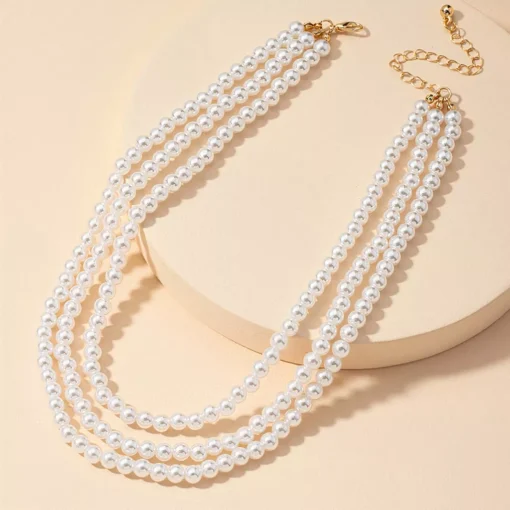 Multilayered Pearl Necklace - Image 4