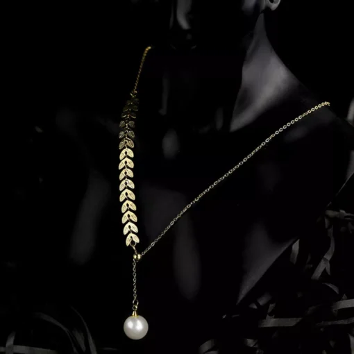 Wheat Shaped Pearl Necklace - Image 4