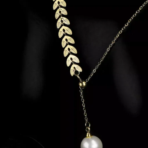 Wheat Shaped Pearl Necklace - Image 3