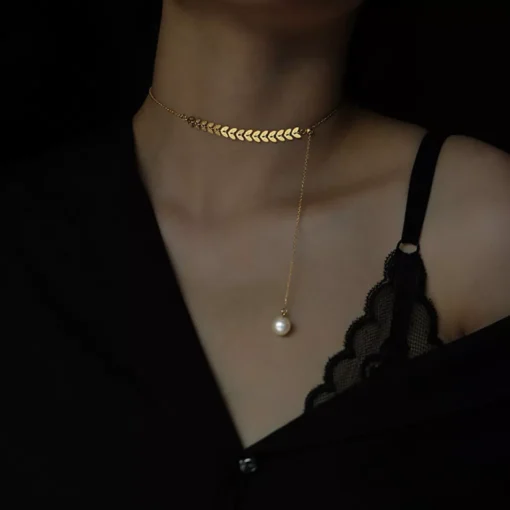 Wheat Shaped Pearl Necklace - Image 5
