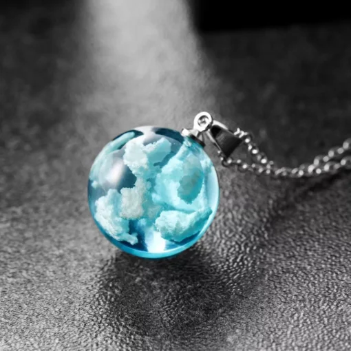 Blue Sky Cloud Resin Necklace - Image 6