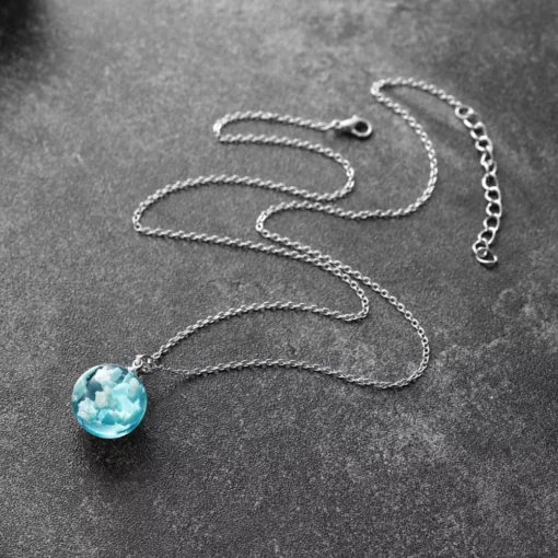 Blue Sky Cloud Resin Necklace - Image 4