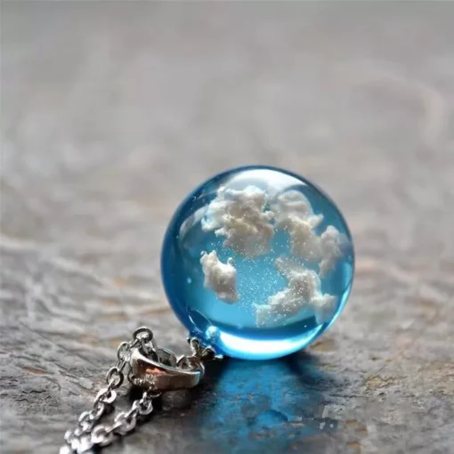 Blue Sky Cloud Resin Necklace - Image 3