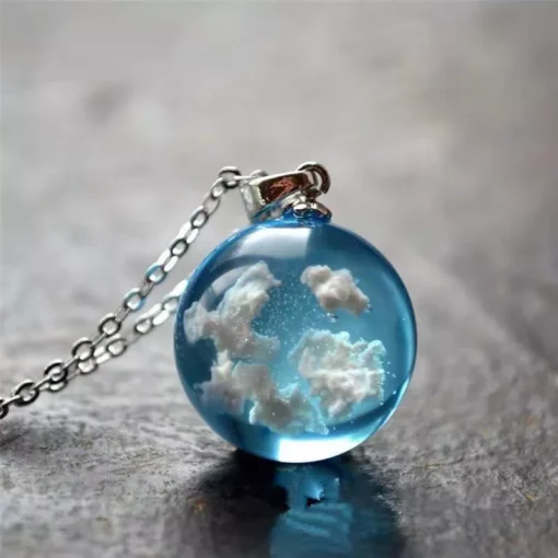 Blue Sky Cloud Resin Necklace - Image 2