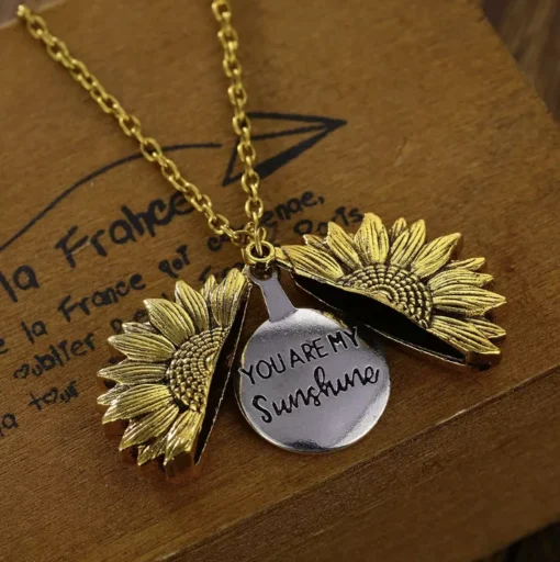 You Are My Sunshine Sunflower Pendant Necklace - Image 5
