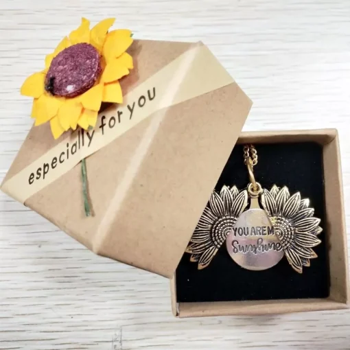 You Are My Sunshine Sunflower Pendant Necklace - Image 8
