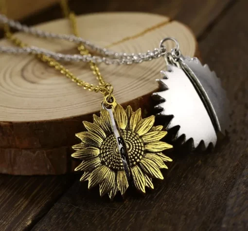 You Are My Sunshine Sunflower Pendant Necklace - Image 3