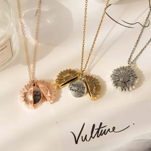 You Are My Sunshine Sunflower Pendant Necklace - Image 7