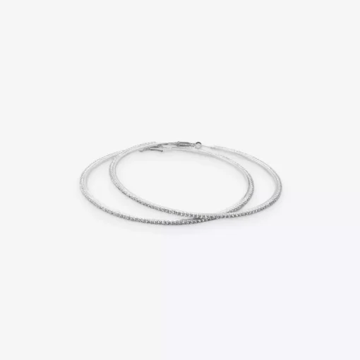 Silver Rhinestones Hoop Earrings