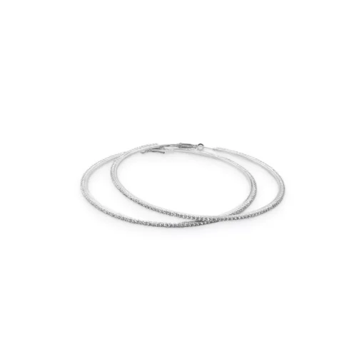 Silver Rhinestones Hoop Earrings - Image 2