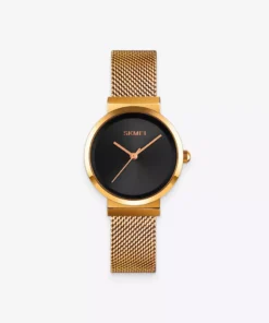 Gold & Black Steel Women’s Wrist Watch