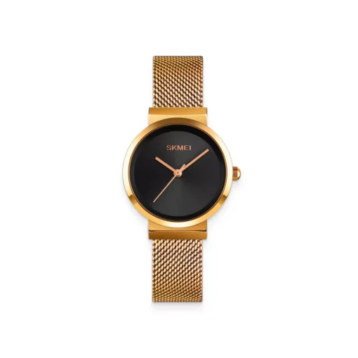 Gold & Black Steel Women’s Wrist Watch - Image 2