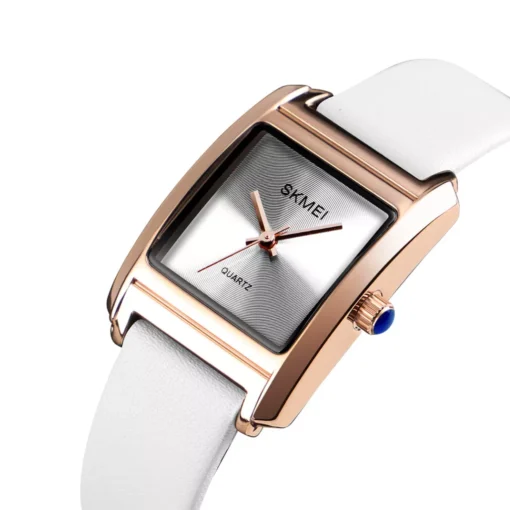 White Leather Belt Ladies Wrist Watch - Image 3
