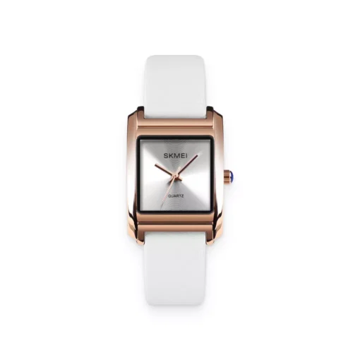 White Leather Belt Ladies Wrist Watch - Image 2