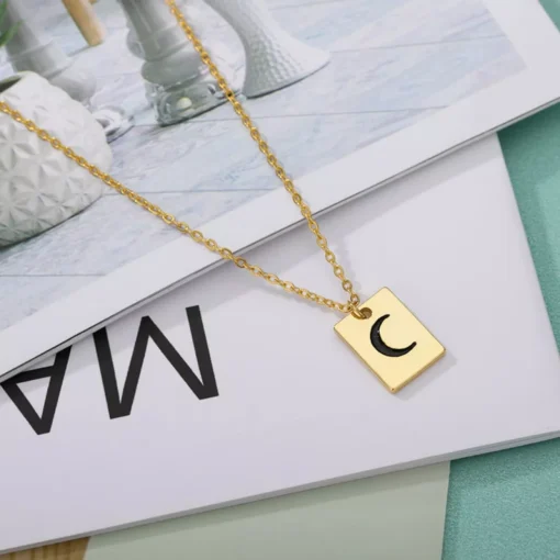 Square Moon Pendant Necklace - Image 5