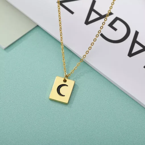 Square Moon Pendant Necklace - Image 3