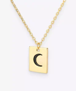Square Moon Pendant Necklace