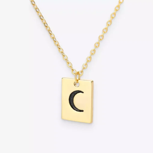 Square Moon Pendant Necklace