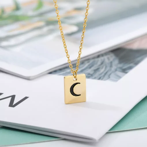 Square Moon Pendant Necklace - Image 4