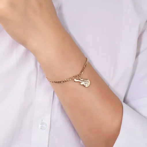 Rose Gold Bracelet With A Guitar Pendant - Image 6
