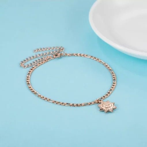 Rose Gold Bracelet With A Sun Pendant - Image 3