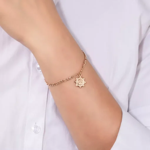 Rose Gold Bracelet With A Sun Pendant - Image 6