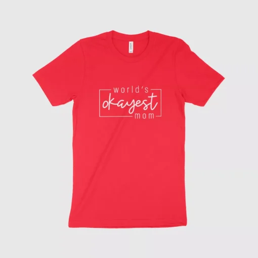 World's Okayest Mom Women's Jersey T-Shirt Made in USA - Image 3