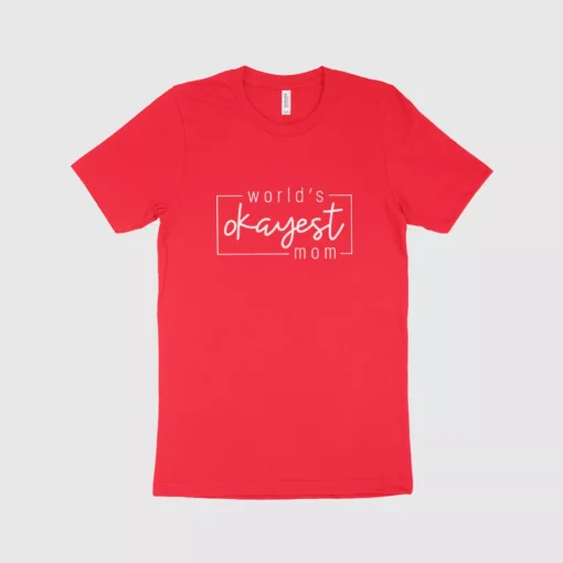 World's Okayest Mom Women's Jersey T-Shirt Made in USA - Image 2