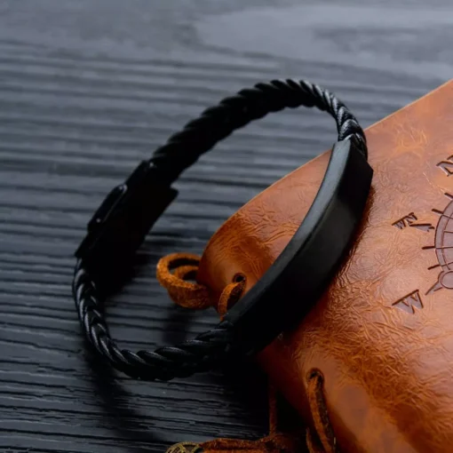 Black Leather Bracelet - Image 4