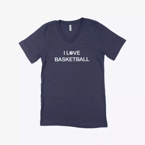 I Love Basketball Unisex Jersey V-Neck T-Shirt