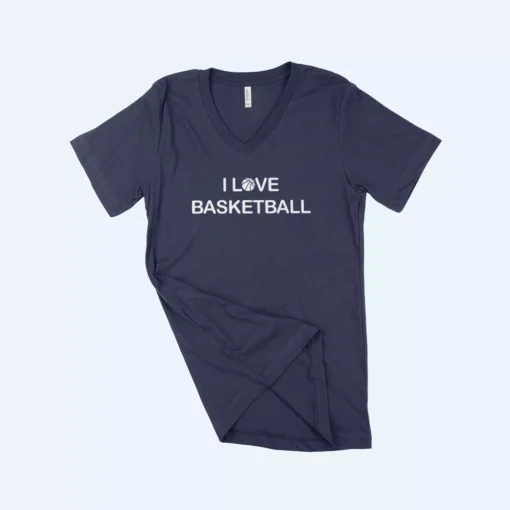 I Love Basketball Unisex Jersey V-Neck T-Shirt - Image 4
