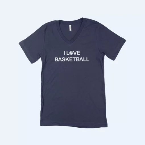 I Love Basketball Unisex Jersey V-Neck T-Shirt - Image 2