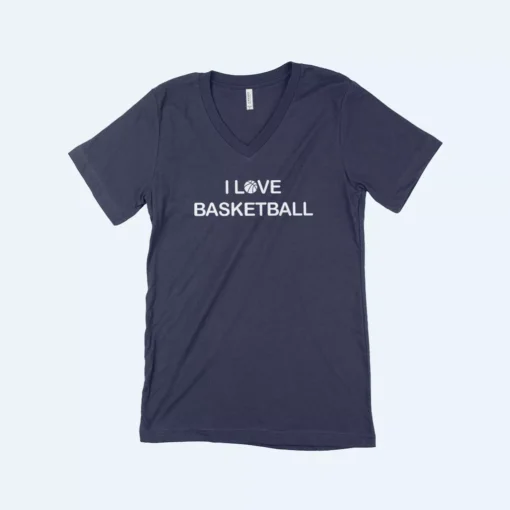 I Love Basketball Unisex Jersey V-Neck T-Shirt - Image 3