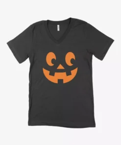 Smiling Jack O'lantern Unisex Jersey V-Neck T-Shirt