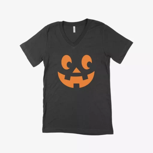 Smiling Jack O'lantern Unisex Jersey V-Neck T-Shirt