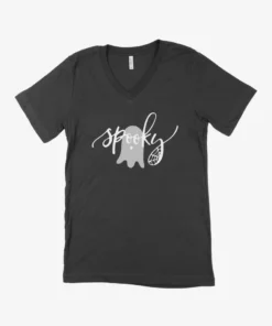 Spooky Ghost Unisex Jersey V-Neck T-Shirt