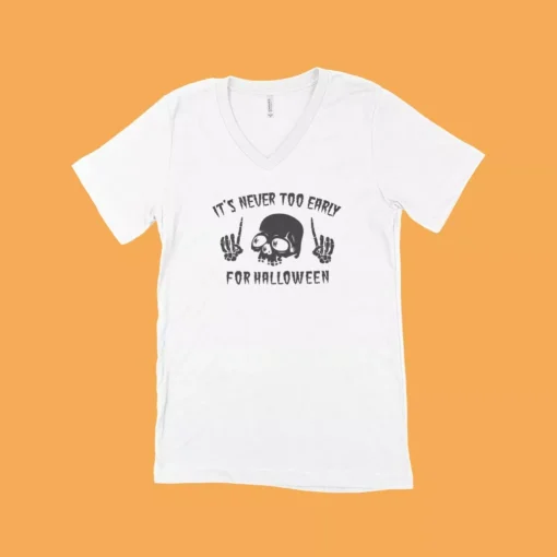 Skull Halloween Unisex Jersey V-Neck T-Shirt - Image 2
