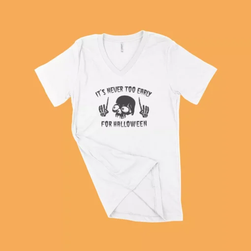 Skull Halloween Unisex Jersey V-Neck T-Shirt - Image 4