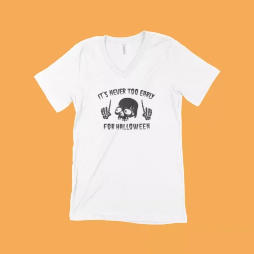 Skull Halloween Unisex Jersey V-Neck T-Shirt - Image 3