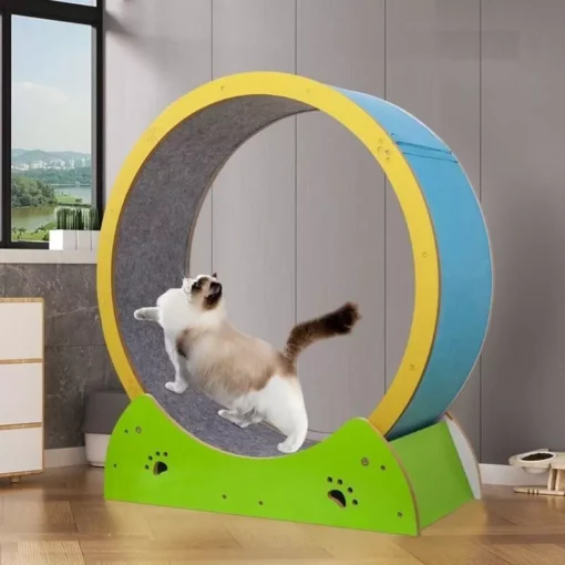 Wooden Cat Fitness Wheel: Silent Exercise Treadmill and Climbing Frame for Cats - Image 2