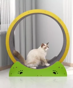 Wooden Cat Fitness Wheel: Silent Exercise Treadmill and Climbing Frame for Cats
