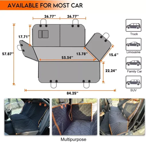 Durable Jean Material Waterproof Dog Car Seat Hammock - Image 7