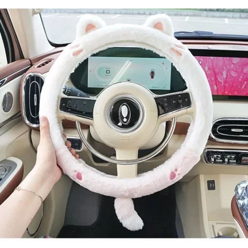 New Cute Lovely Animal Fluff Leather Steering Wheel Covers - Image 2