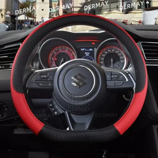 Microfiber Leather & Carbon Fiber Steering Wheel Cover for Suzuki Swift 2017-2021 - Image 4