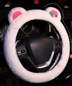 Pink Cat Ears Plush Steering Wheel Cover